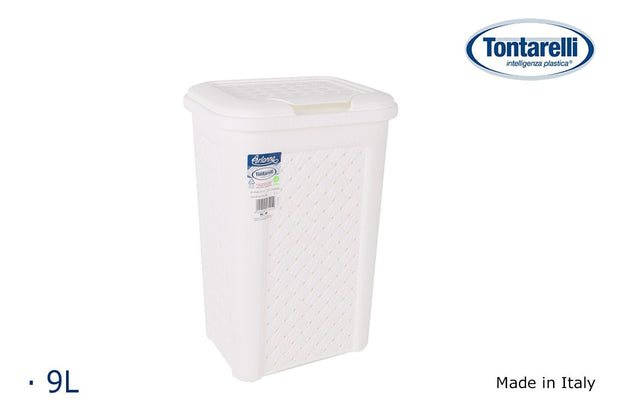 Inde Soler Hispania Cos de gunoi pentru baie, din plastic, Arianna Alb, 10L, l24xA20xH35 cm