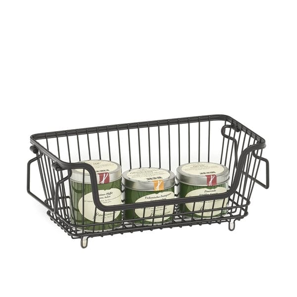 Cos metalic pentru depozitare si organizare cu manere, Rack Storage Small Negru, L32xl16,5xH14,5 cm (2)