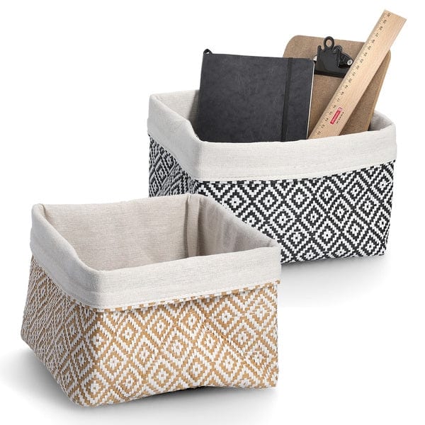 Cos pentru depozitare, din bumbac, Mozaic Small Alb / Negru, L24xl24xH17-20 cm (4)