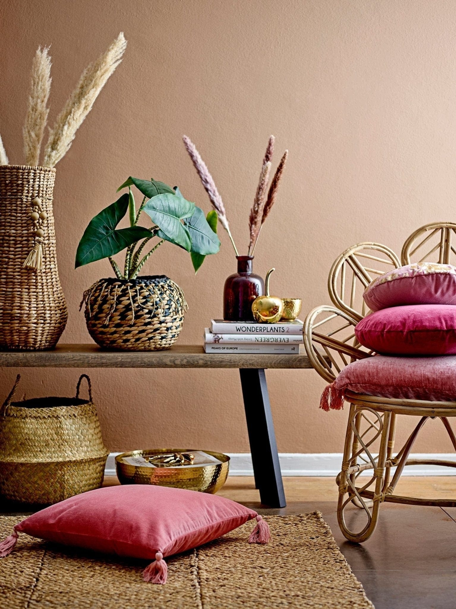 BFSummer Cos pentru depozitare din zambila de apa, Egor Natural / Negru, Ø29xH23,5 cm