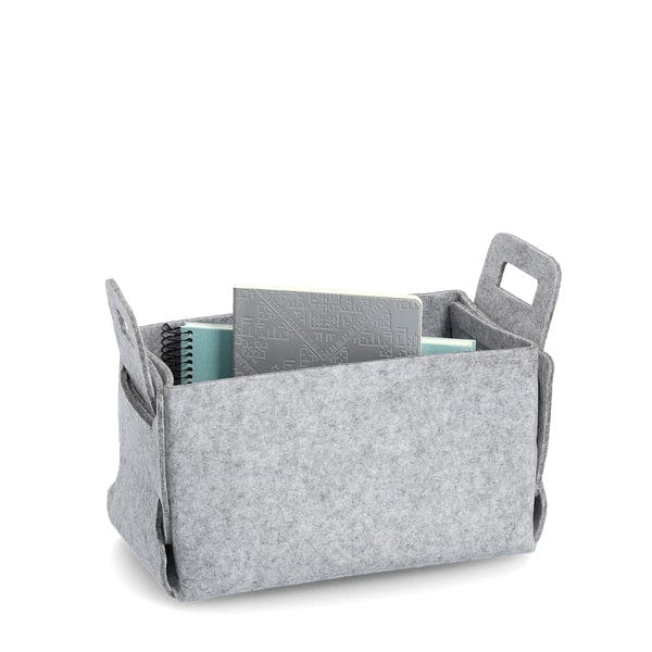 Cos pentru depozitare si organizare cu manere, din pasla, Storage Medium Gri Deschis, L29xl15xH17,5 cm (1)
