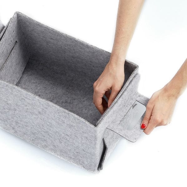Cos pentru depozitare si organizare cu manere, din pasla, Storage Medium Gri Deschis, L29xl15xH17,5 cm (2)