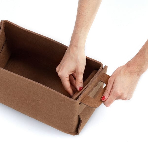 Cos pentru depozitare si organizare cu manere, din pasla, Storage Medium Maro, L29xl15xH17,5 cm (2)