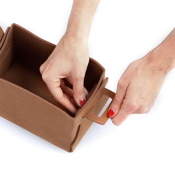 Cos pentru depozitare si organizare cu manere, din pasla, Storage Medium Maro, L29xl15xH17,5 cm (3)