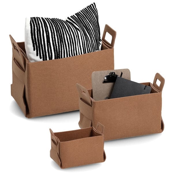 Cos pentru depozitare si organizare cu manere, din pasla, Storage Medium Maro, L29xl15xH17,5 cm (5)