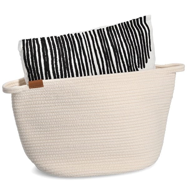Cos pentru depozitare si organizare, din bumbac si poliester, Storage 2H Large Ivoir, L38xl27xH31 cm (1)