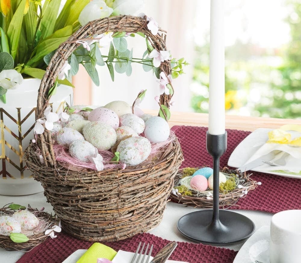 BFSummer Cosulet decorativ cu oua Pastel Natural Easter, L22xl20xH34 cm