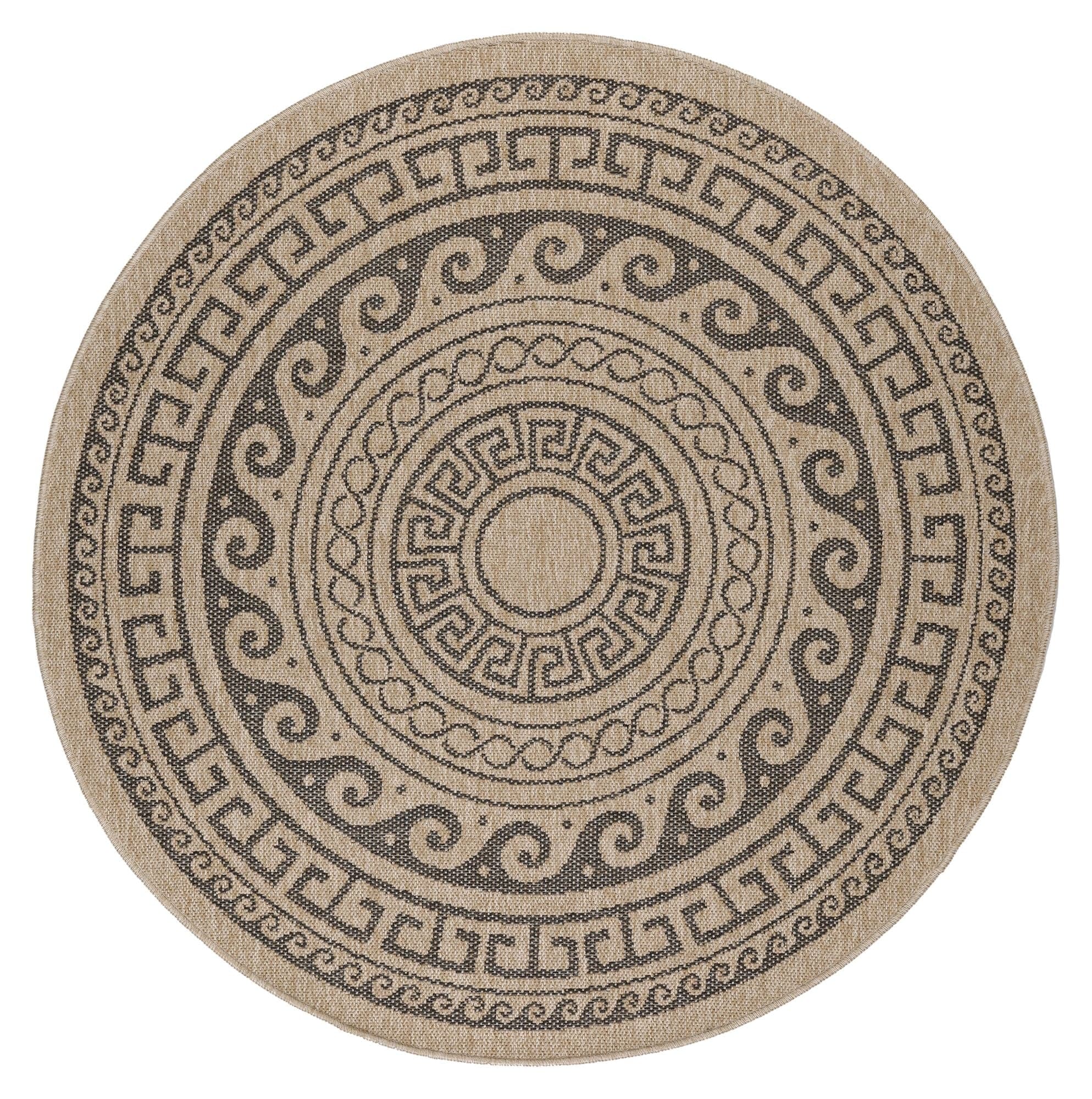 Ayyildiz Teppiche Diametru 80 cm Covor de exterior din PP, Comilla 0887 Round Negru