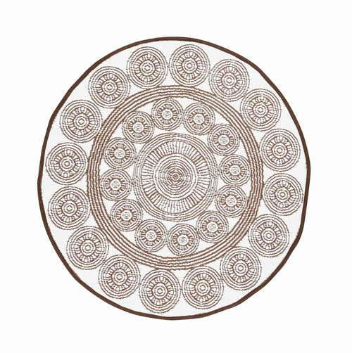 Covor de exterior, Rasht Alb / Maro, Ø150 cm