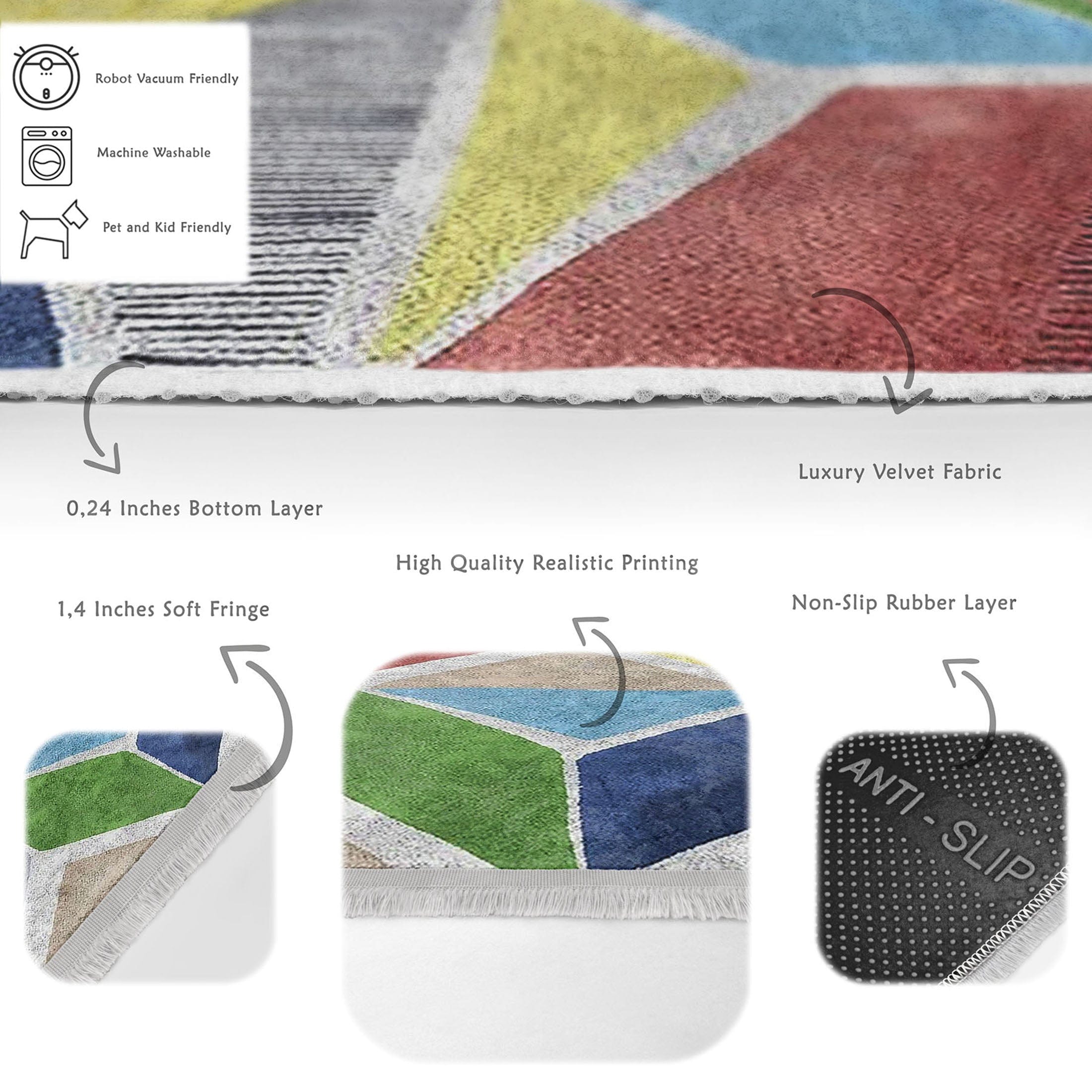 Covor din poliester, Halidik Deluxe-11089 Multicolor (2)