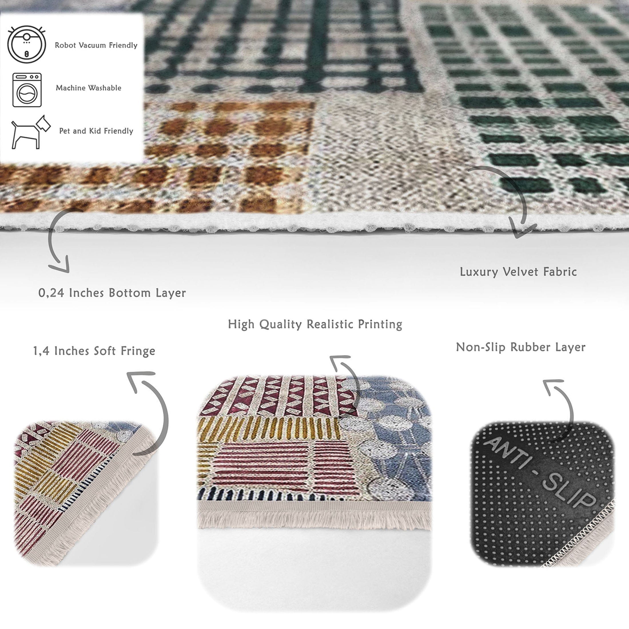 Covor din poliester, Halidik Deluxe-11097 Multicolor (2)