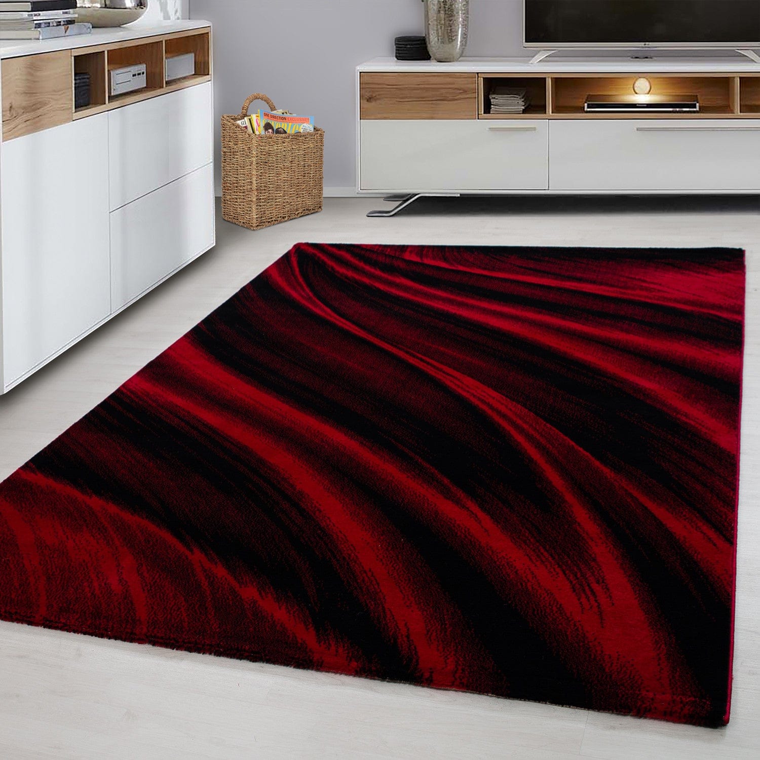 Ayyildiz Teppiche Covor din PP Miami 6630 Abstract Waves Rosu