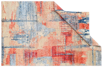 Bhadohi Covor innodat manual din lana, bumbac si matase de bambus, tesatura indo tibetana, Radiance RD-191 WBS Bej / Rosu / Multicolor