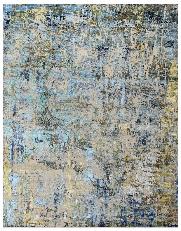 Bhadohi 200 x 300 cm Covor innodat manual din lana, bumbac si matase de bambus, tesatura indo tibetana, Radiance RD-68 Bej / Verde