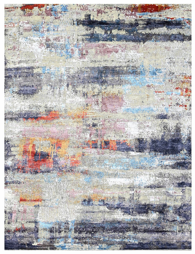 Bhadohi 200 x 300 cm Covor innodat manual din lana, bumbac si matase de bambus, tesatura indo tibetana, Radiance RN-114 WH Multicolor