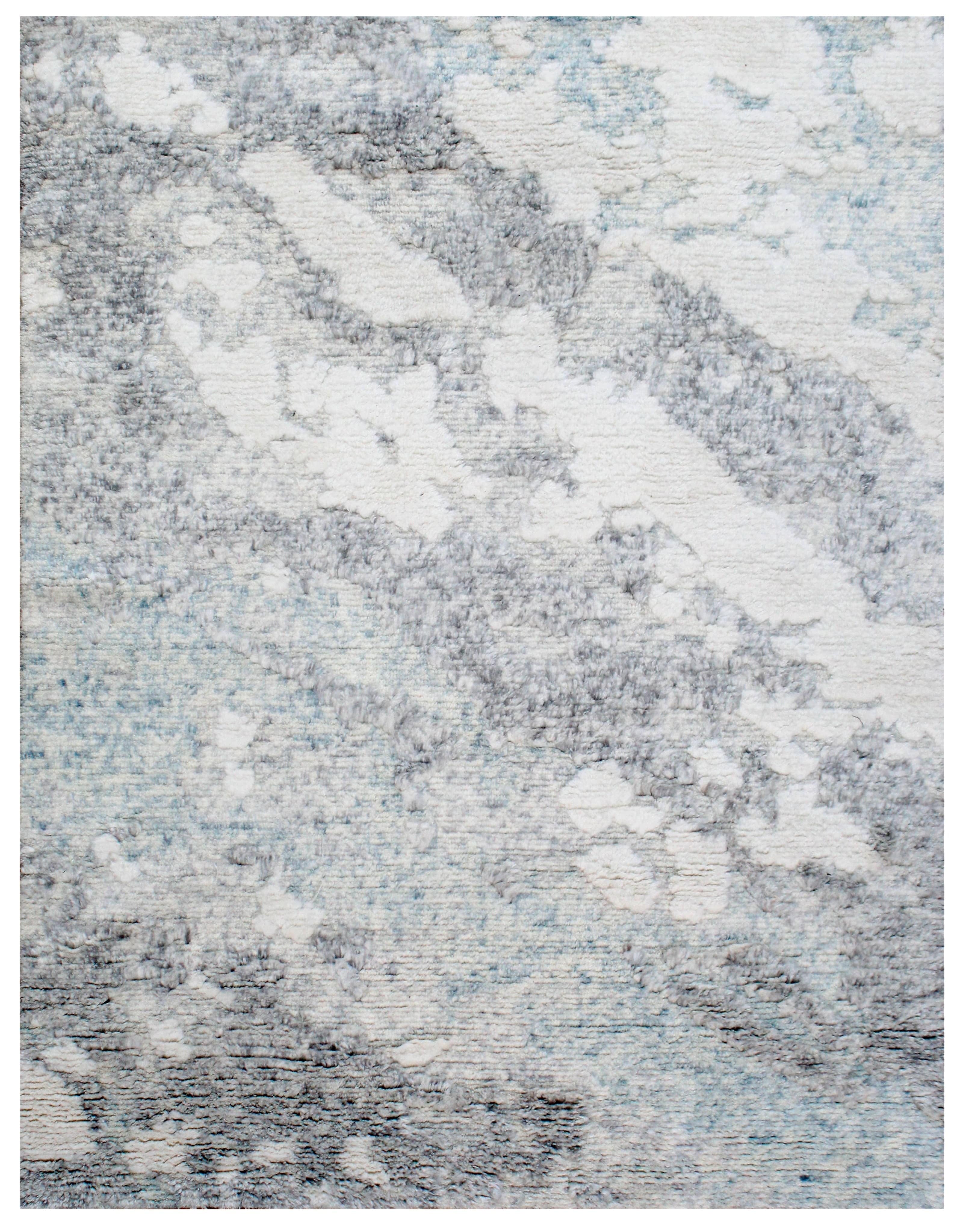 Bhadohi 200 x 300 cm Covor innodat manual din lana si bumbac, tesatura persana, Zen ZN-72 Gri / Bleu