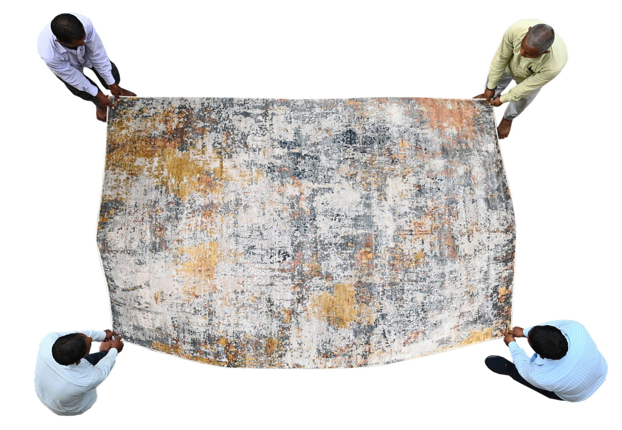 Bhadohi Covor innodat manual din matase de bambus si bumbac, tesatura indo tibetana, Canvas RN-100 Bej / Multicolor