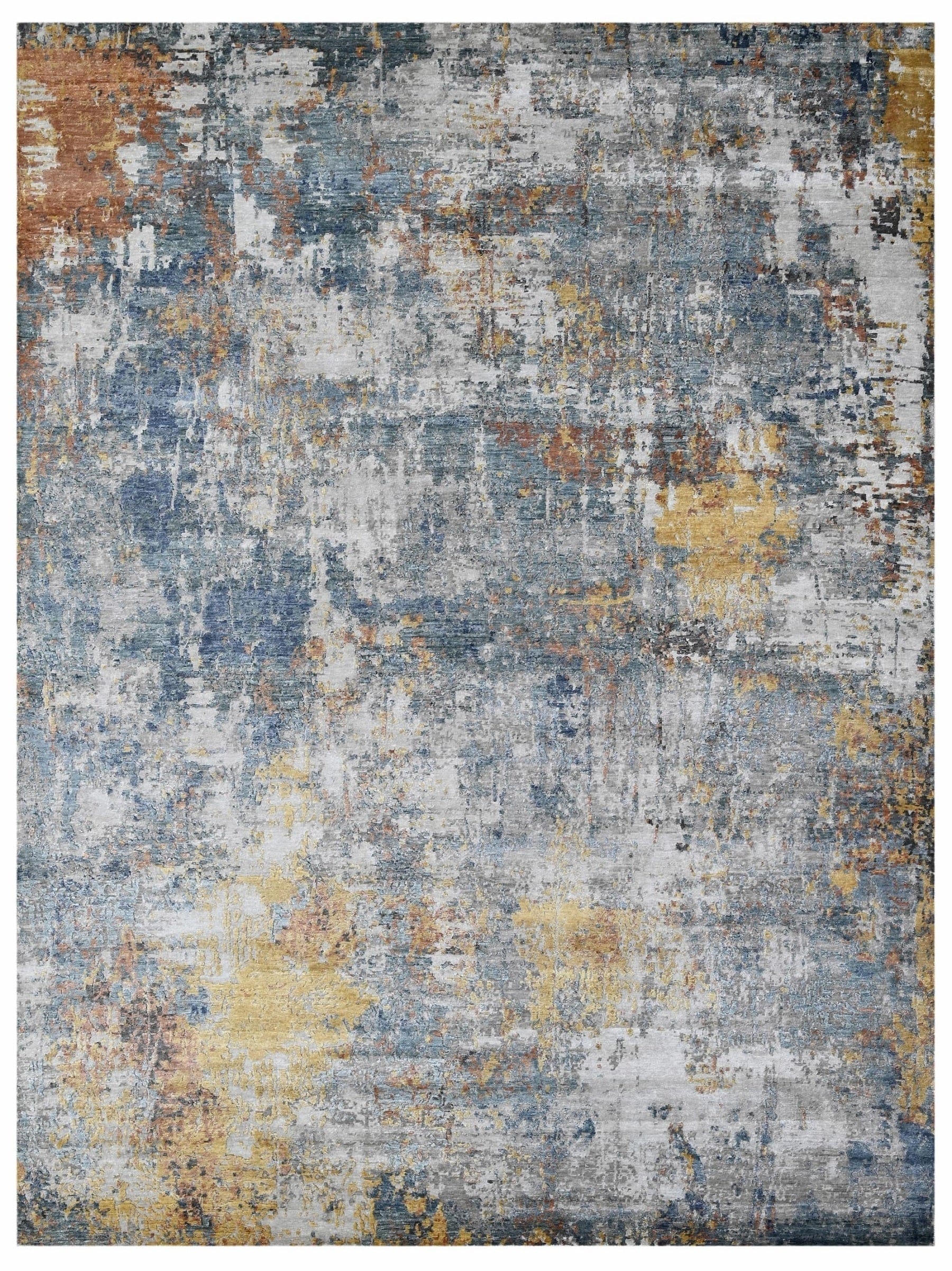 Bhadohi 200 x 300 cm Covor innodat manual din matase de bambus si bumbac, tesatura indo tibetana, Canvas RN-100 Bej / Multicolor
