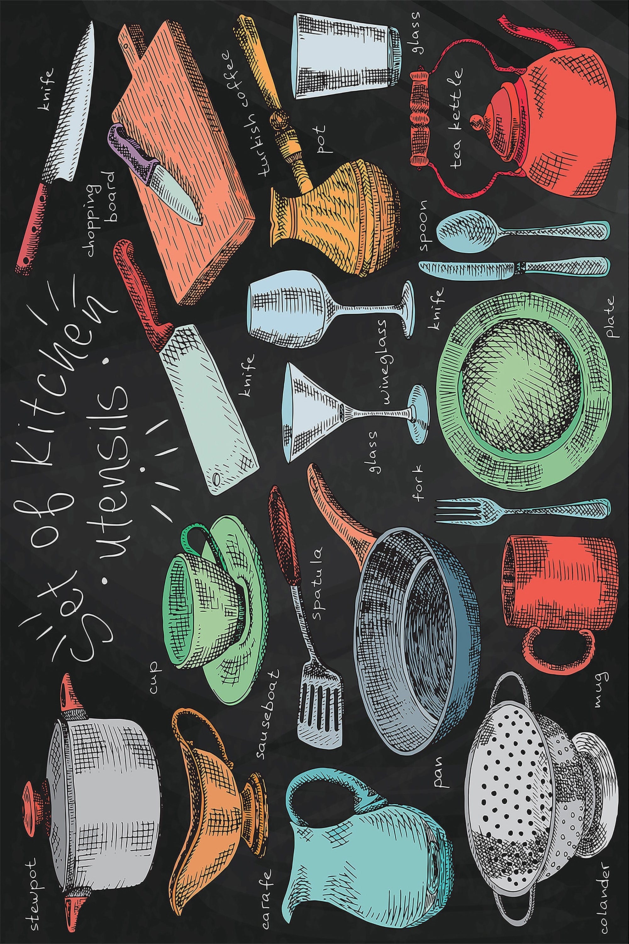 Covor pentru bucatarie din poliester, Wook 246 Multicolor (1)