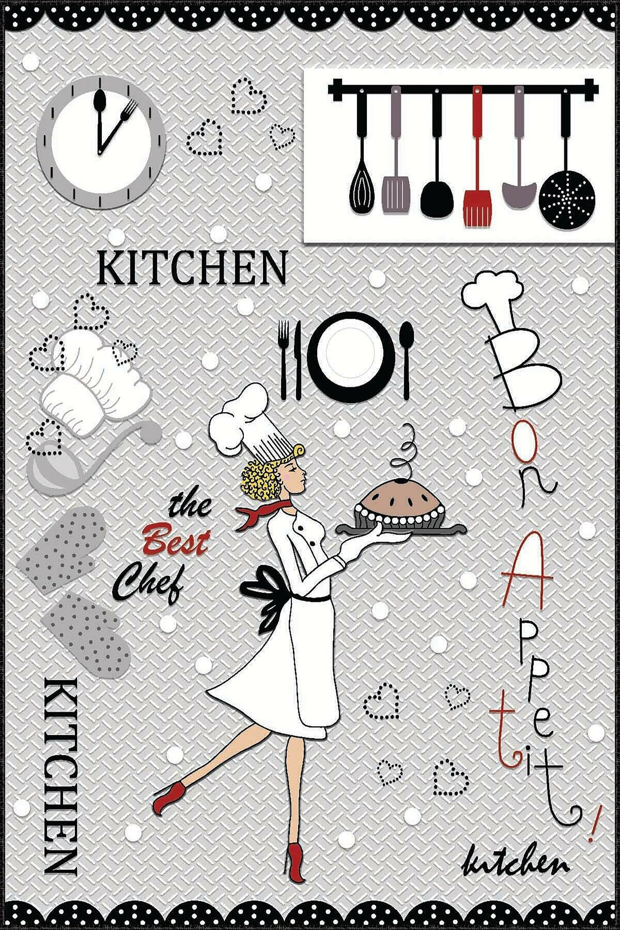 Covor pentru bucatarie din poliester, Wook 256 Multicolor (1)