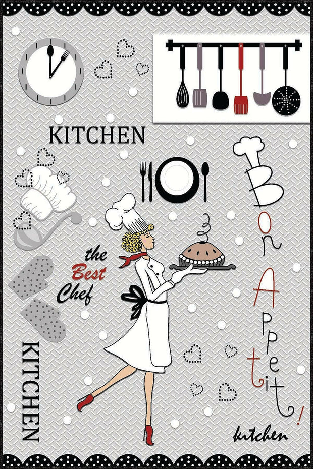 Covor pentru bucatarie din poliester, Wook 256 Multicolor (1)