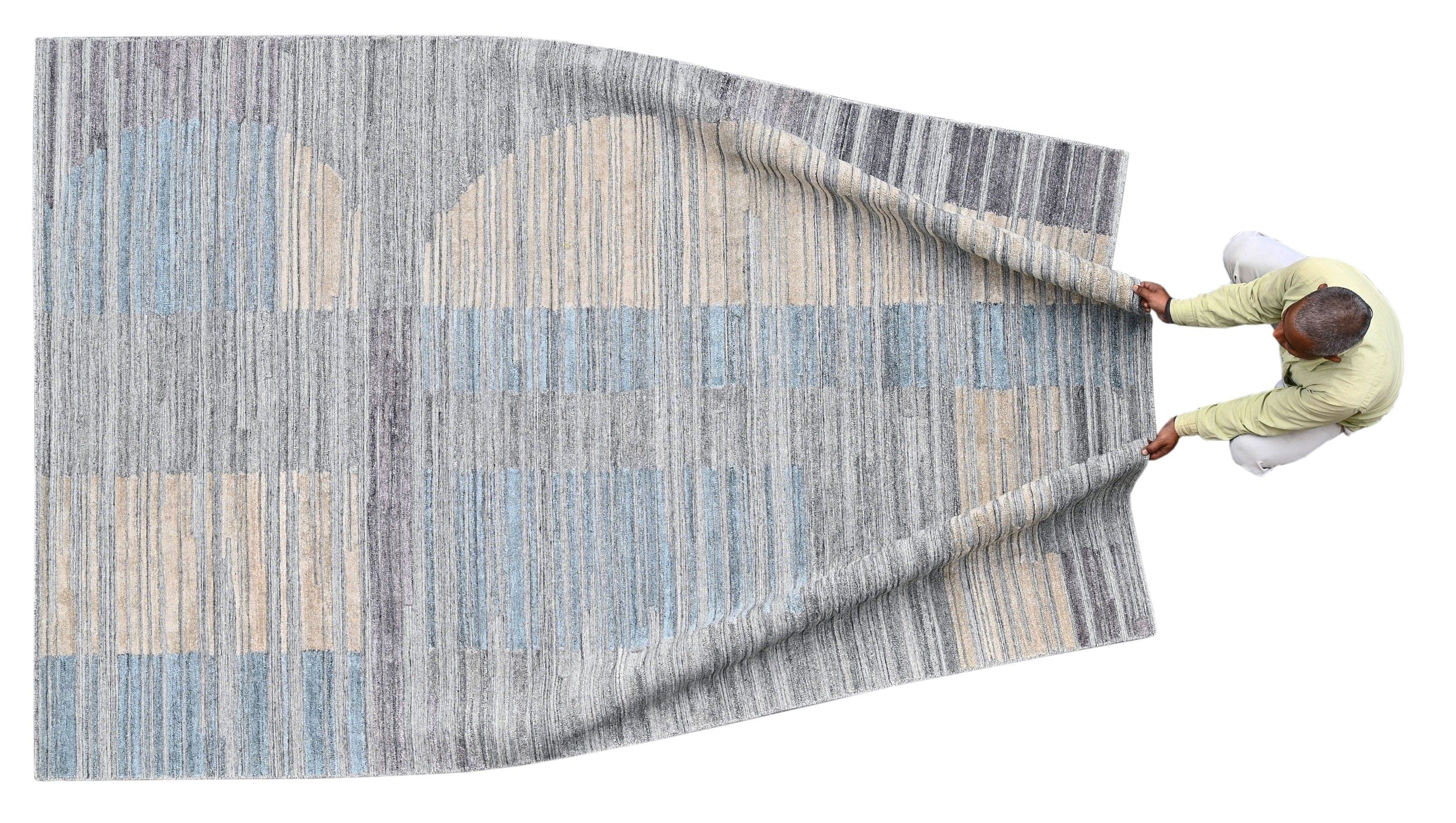 Bhadohi Covor tesut manual din lana, vascoza si bumbac, imprimare manuala, Zara ZR-387 Multicolor