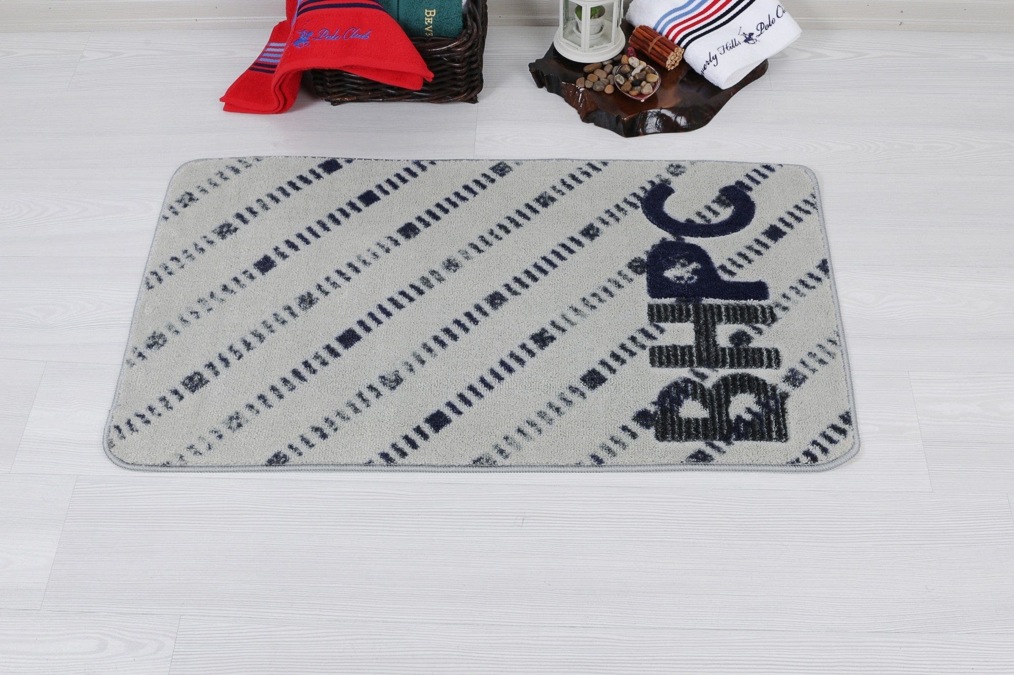 Covoras pentru baie Beverly Hills Polo Club 309 Gri / Bleumarin, 57 x 100 cm (1)