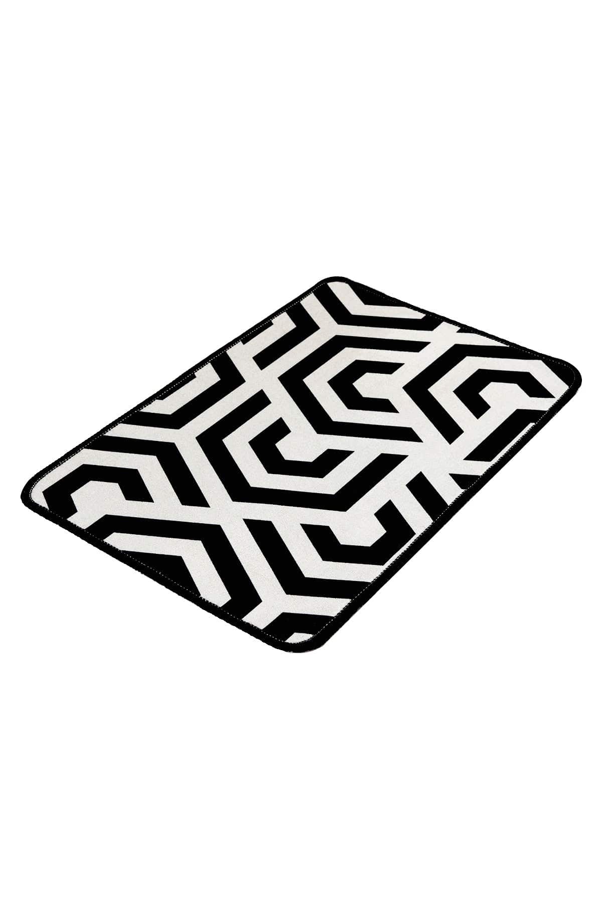 Covoras pentru baie Line Alb / Negru, 40 x 60 cm (1)
