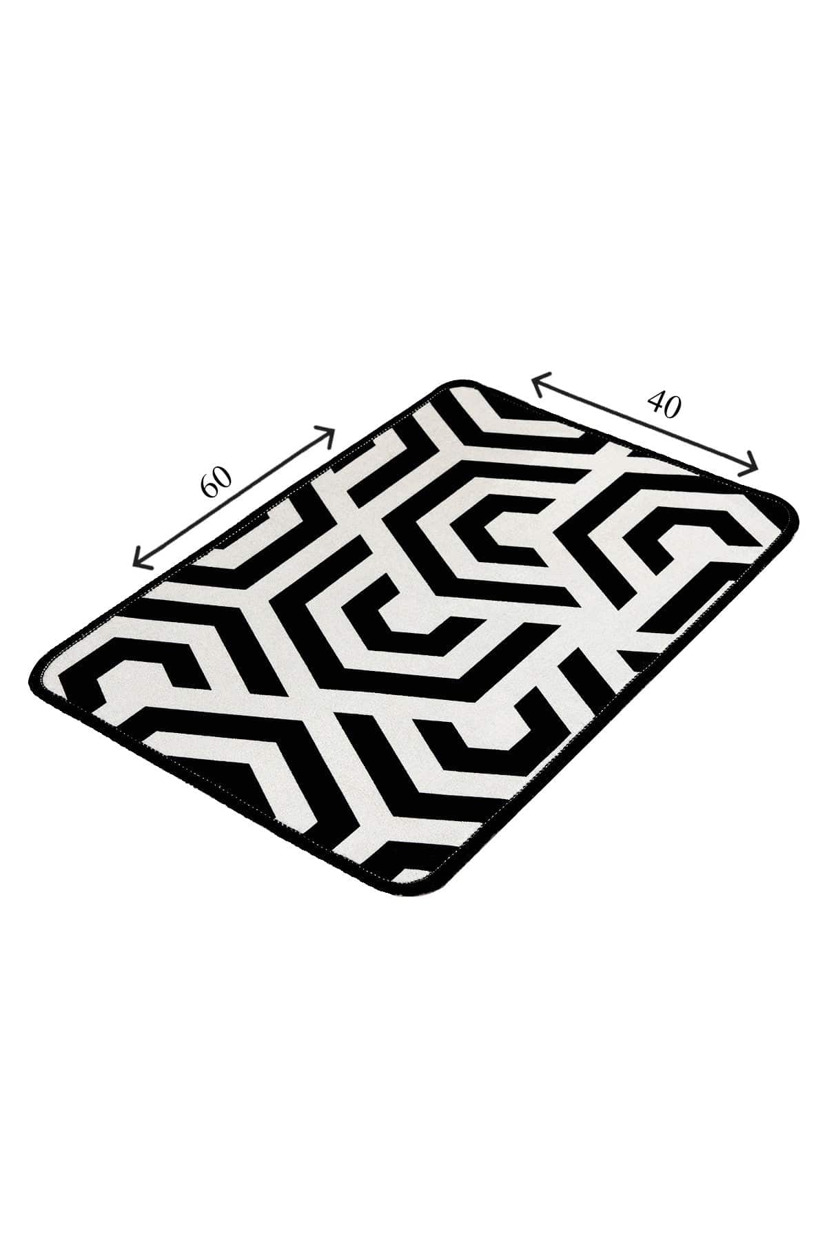 Covoras pentru baie Line Alb / Negru, 40 x 60 cm (2)