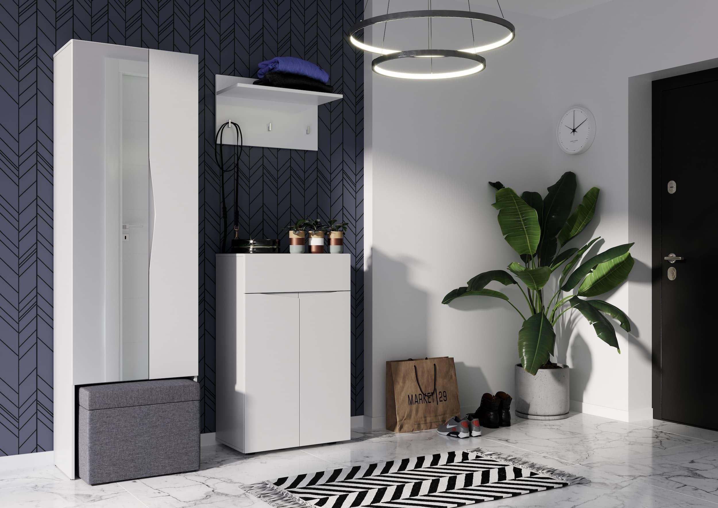 Cuier cu etajera din pal, Lucca 09 Alb, l62xA30xH37 cm (2)