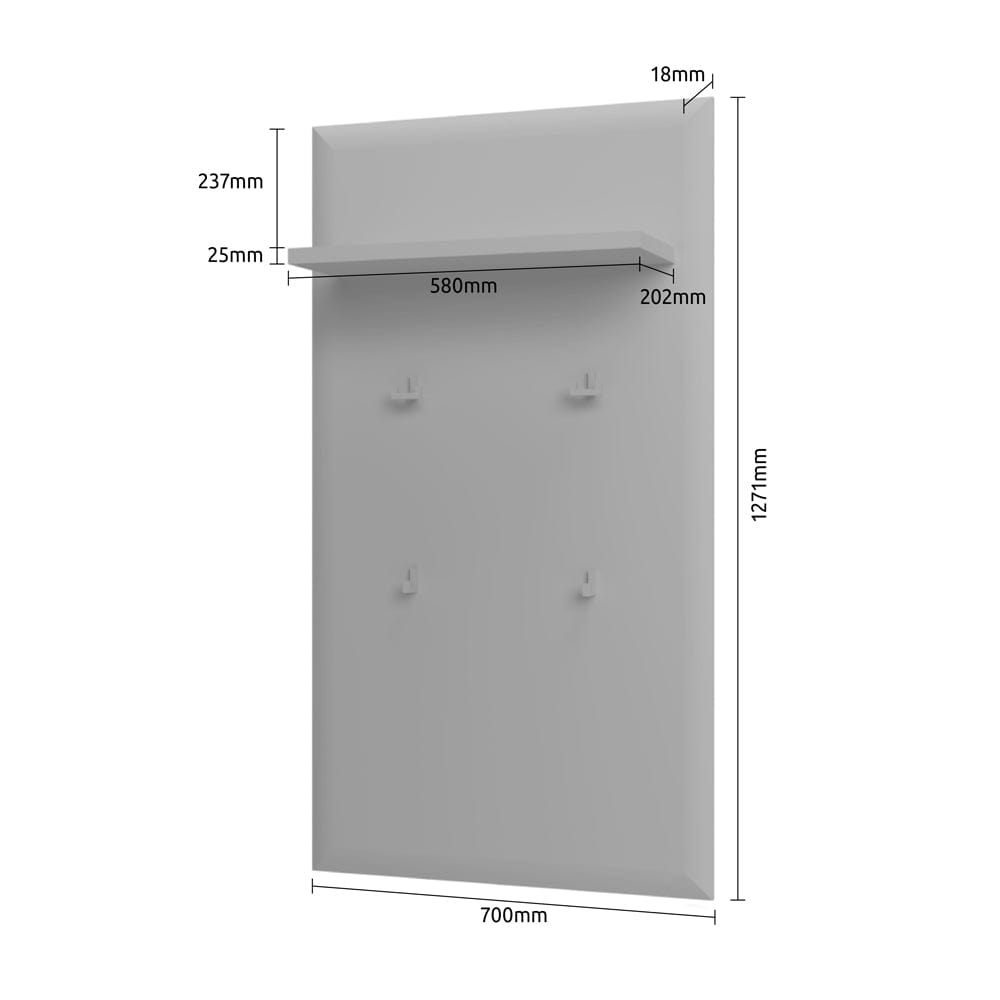 Cuier cu etajera, din pal si MDF, Gala Bej / Nuc Pacific, l70xA22xH128 cm (3)