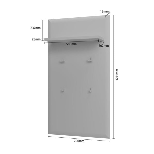 Cuier cu etajera, din pal si MDF, Gala Bej / Nuc Pacific, l70xA22xH128 cm (3)