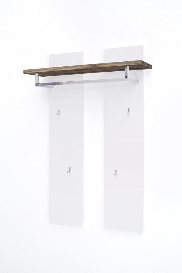 Cuier cu sina si etajera din MDF si metal, Romina Alb / Stejar, l91xA25xH135 cm (4)