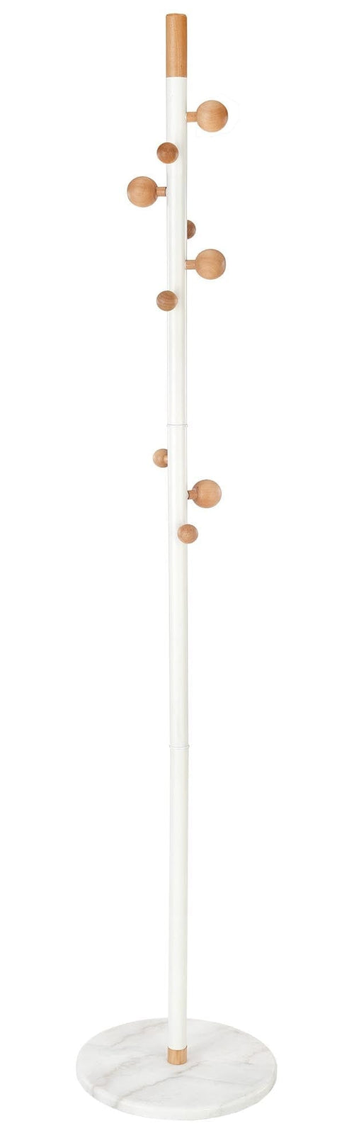 Cuier din lemn si metal, Wes65 Natural / Alb, Ø35xH183 cm