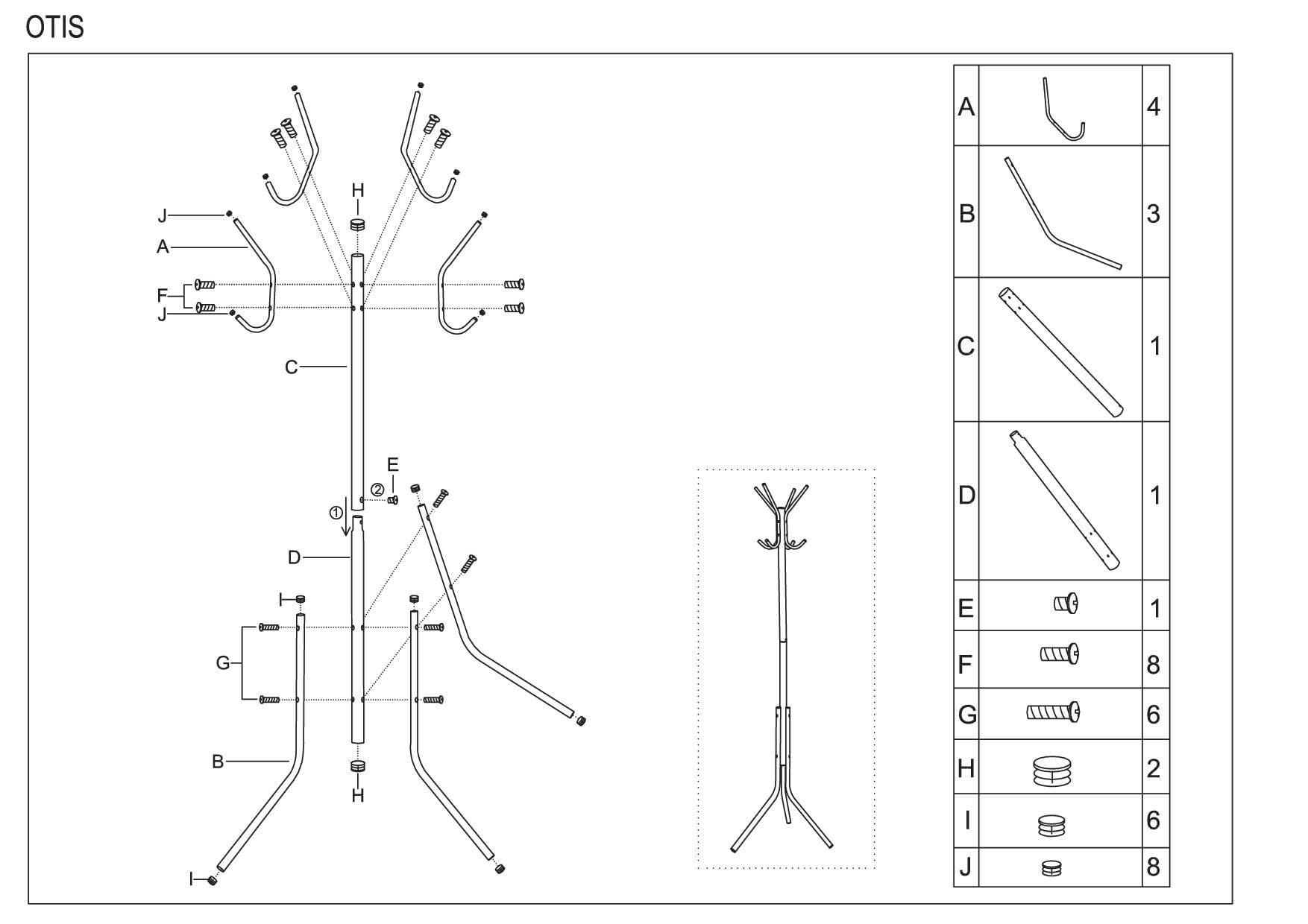Cuier din metal, Orin Crom, H170 cm (1)