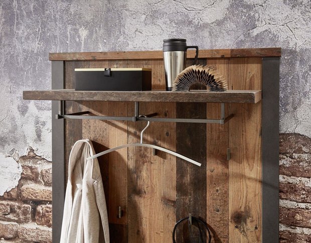 Cuier din pal cu etajera Chelsea Natural / Grafit, l94xA30xH110 cm (1)