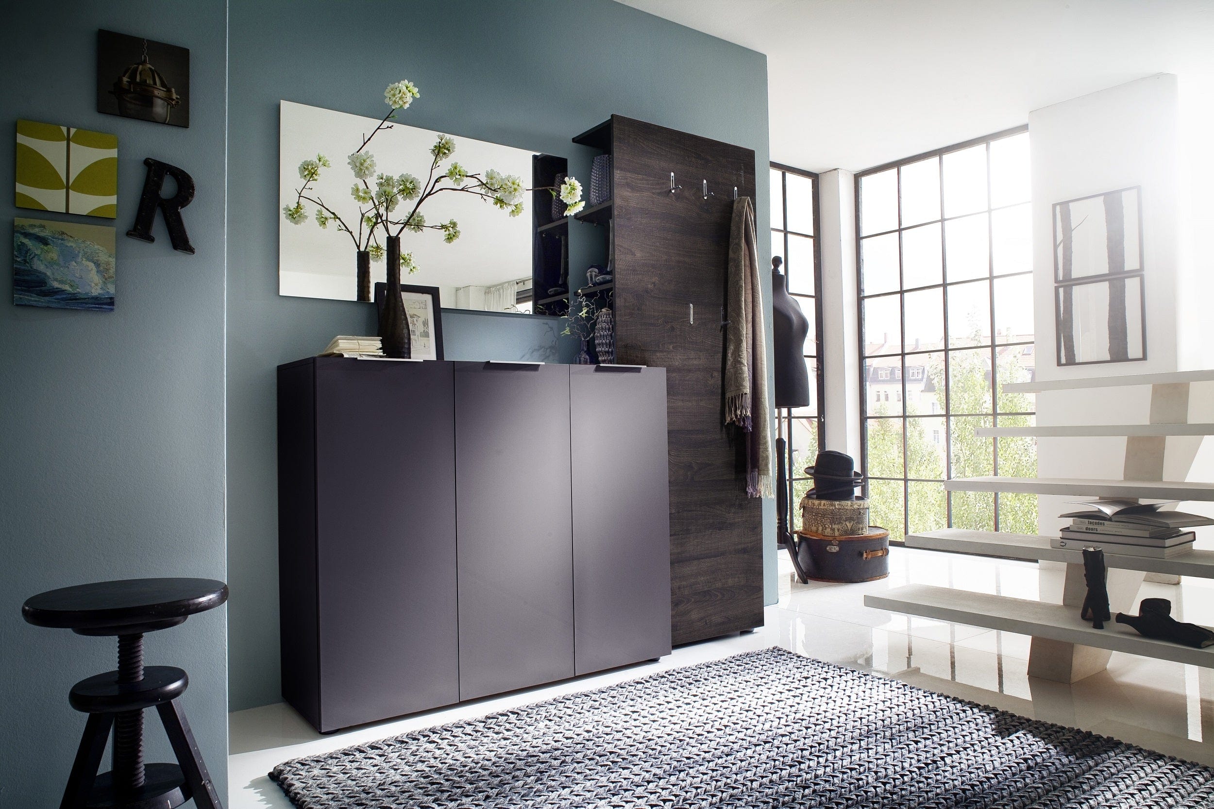 Cuier din pal cu rafturi, Vicenza Wenge, l70xA29xH190 cm (3)