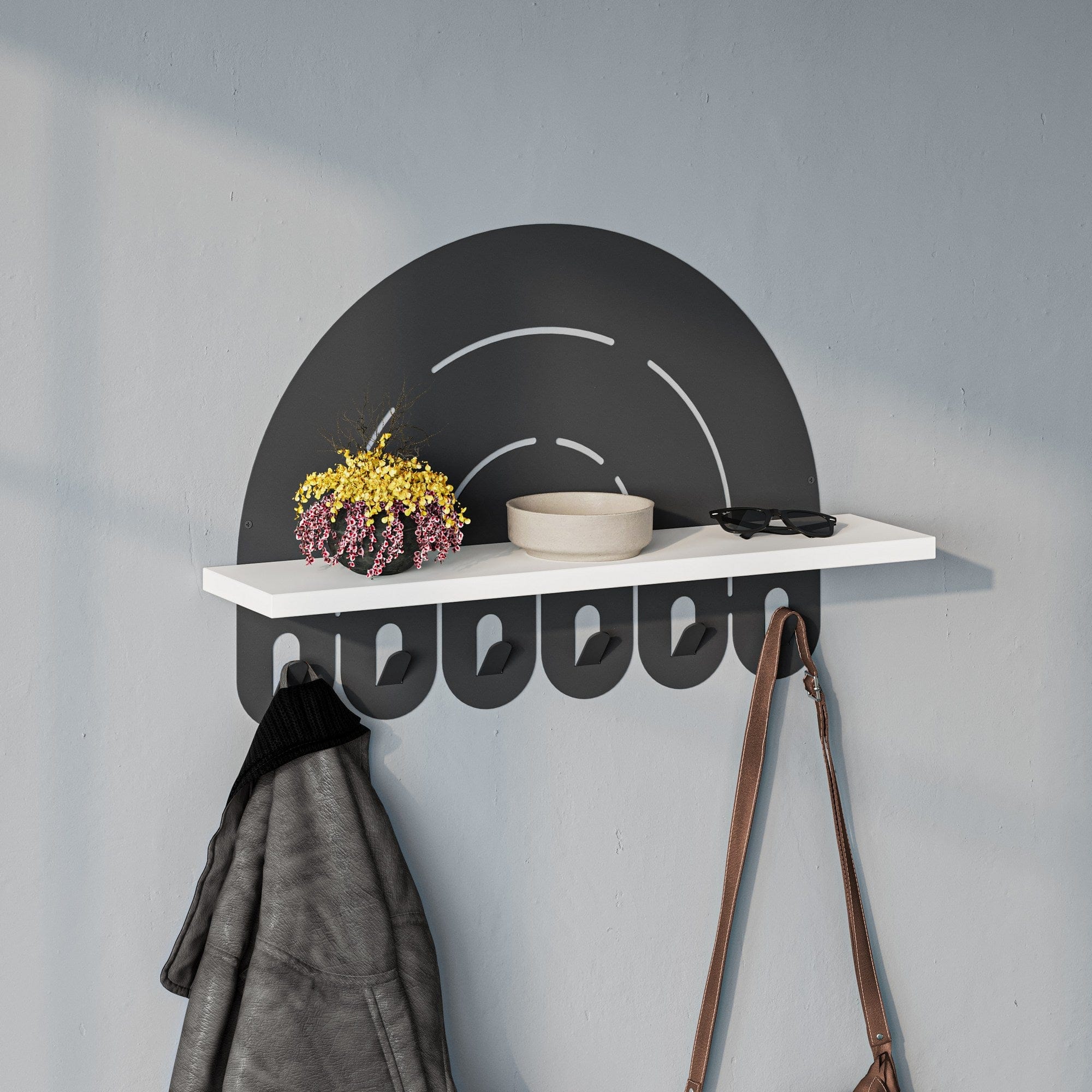 Cuier suspendat din pal, Rainbow Alb, l60xA13,8xH39,7 cm (3)