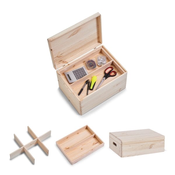 Zeller Cutie compartimentata, din lemn, Softwood Lid Medium Natural, L40xl30xH14 cm