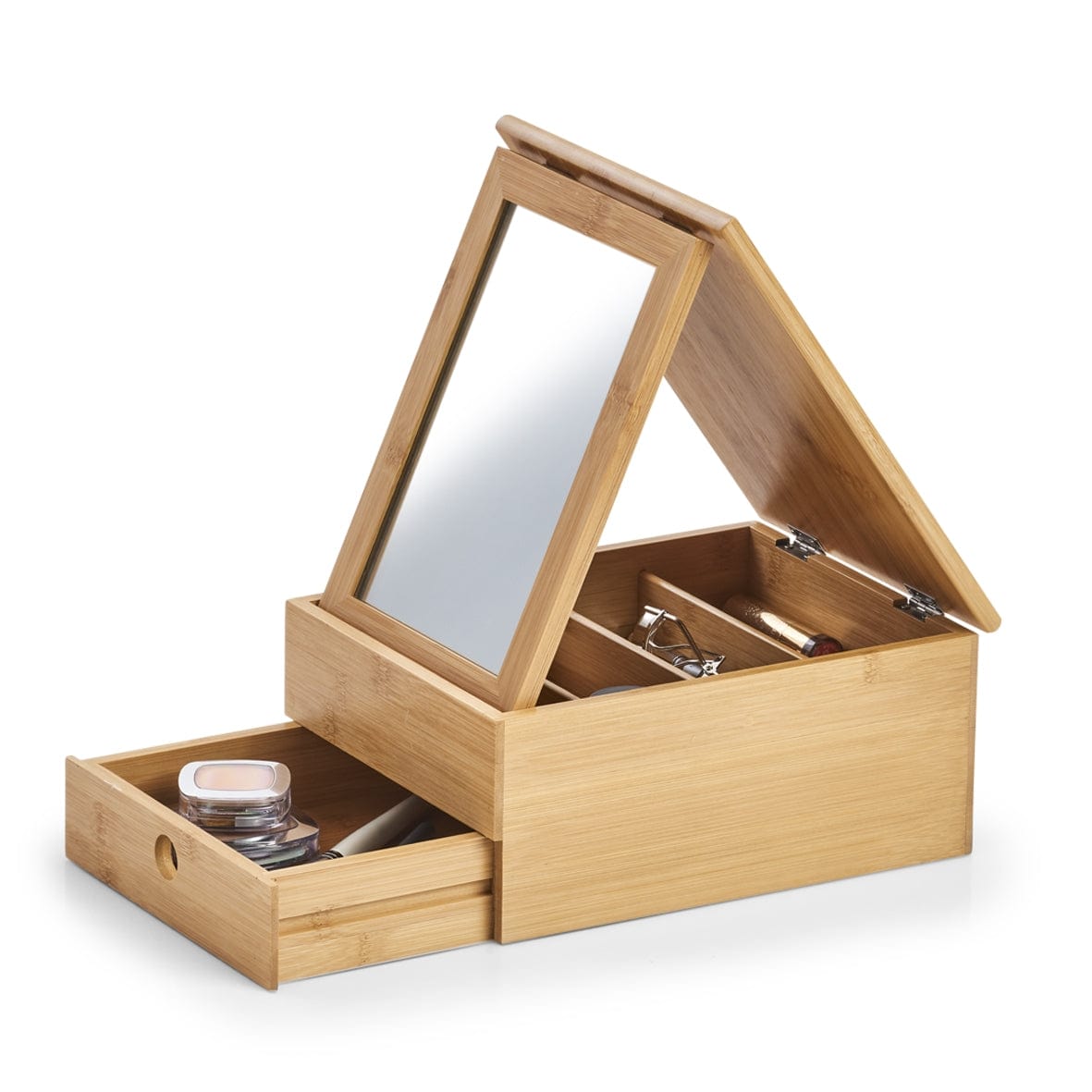 Cutie pentru cosmetice din bambus cu oglinda, Bamboo Natural, l25xA19xH11,2 cm (1)