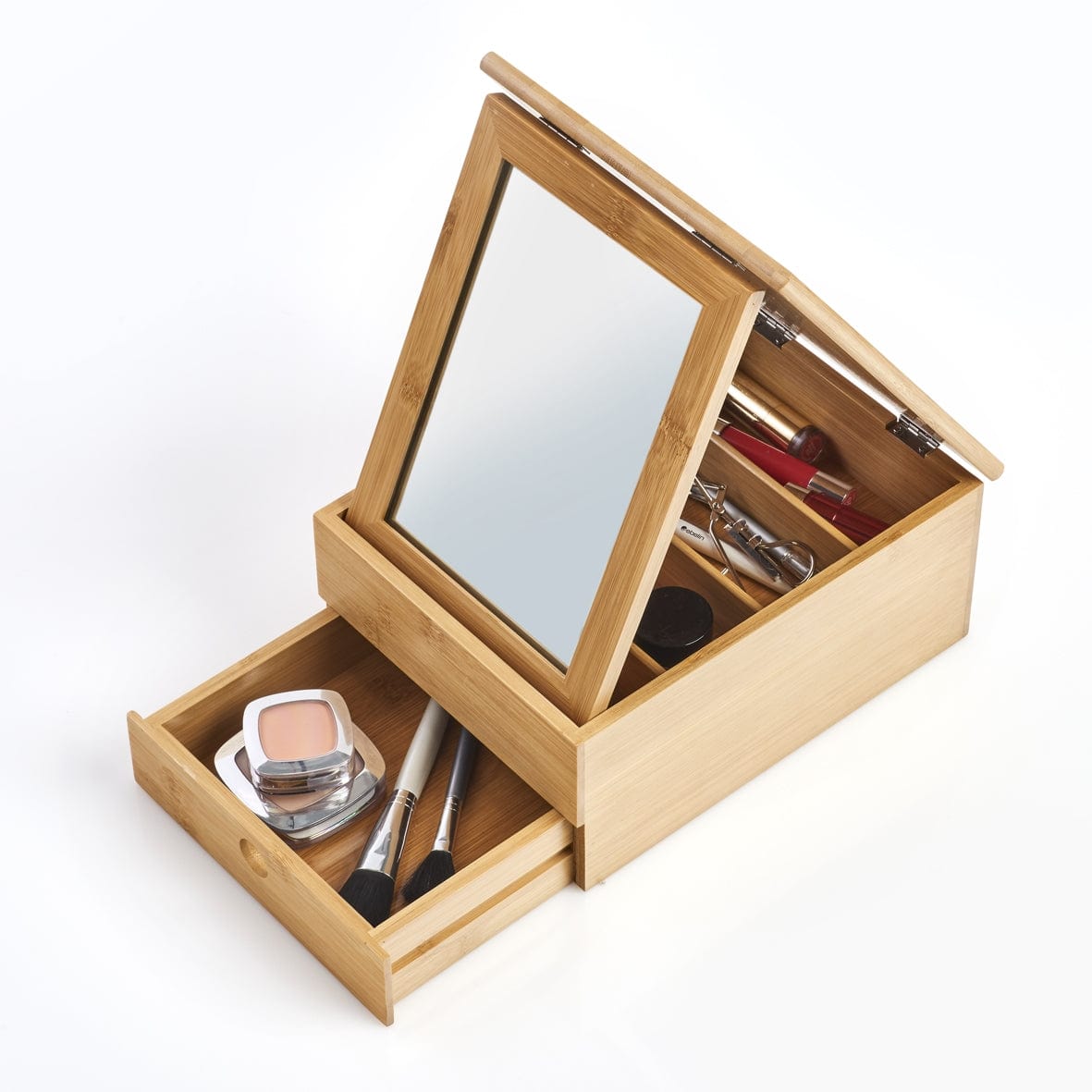 Cutie pentru cosmetice din bambus cu oglinda, Bamboo Natural, l25xA19xH11,2 cm (5)