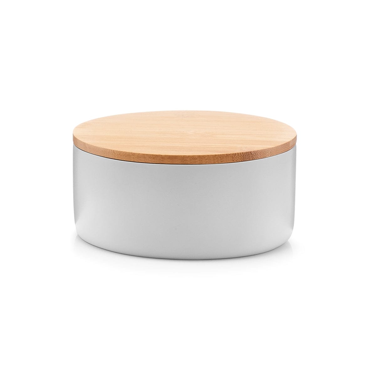 BFSummer Cutie pentru cosmetice din polirasina, cu oglinda, Pastel Grey, Ø 13,3xH6,5 cm