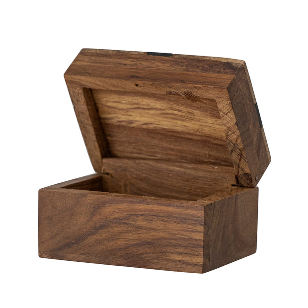 Bloomingville Cutie pentru depozitare din lemn de mango, cu capac, Cemile Maro, l6,5xA4,5xH4 cm