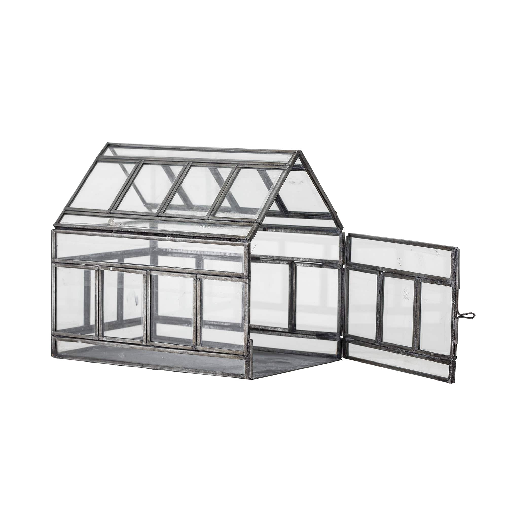 Bloomingville Cutie pentru depozitare din metal si sticla, Jerri Gri, l19,5xA14,5xH16,5 cm