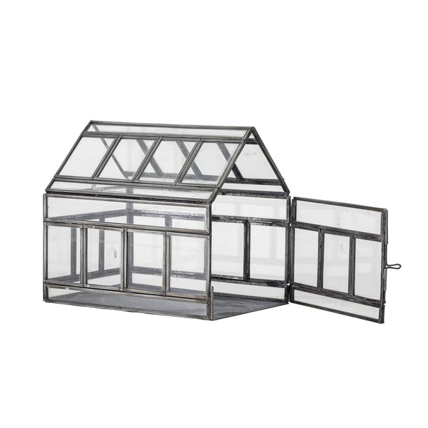 Bloomingville Cutie pentru depozitare din metal si sticla, Jerri Gri, l19,5xA14,5xH16,5 cm