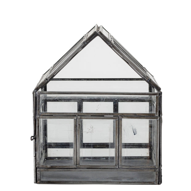 Bloomingville Cutie pentru depozitare din metal si sticla, Jerri Gri, l19,5xA14,5xH16,5 cm