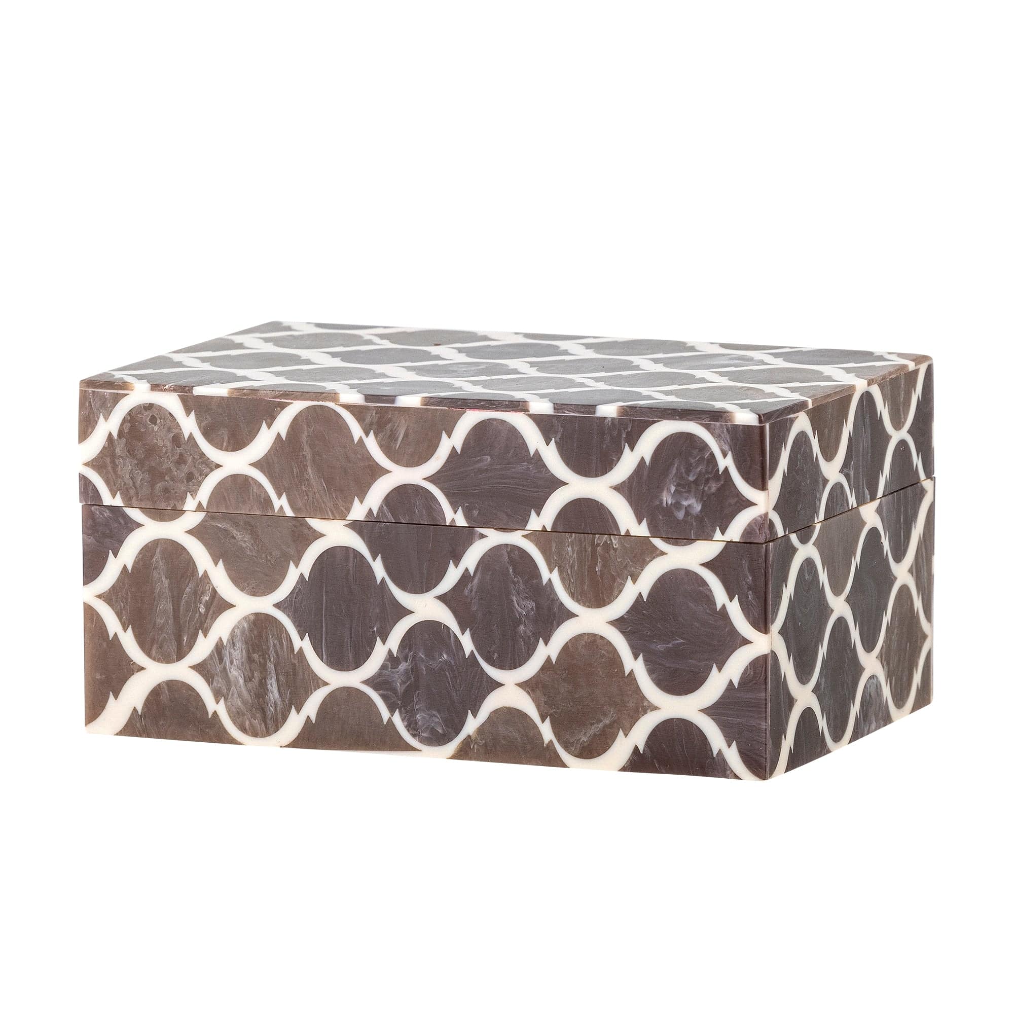 Bloomingville Cutie pentru depozitare din rasina, cu capac, Kino Maro, l15xA10xH7,5 cm