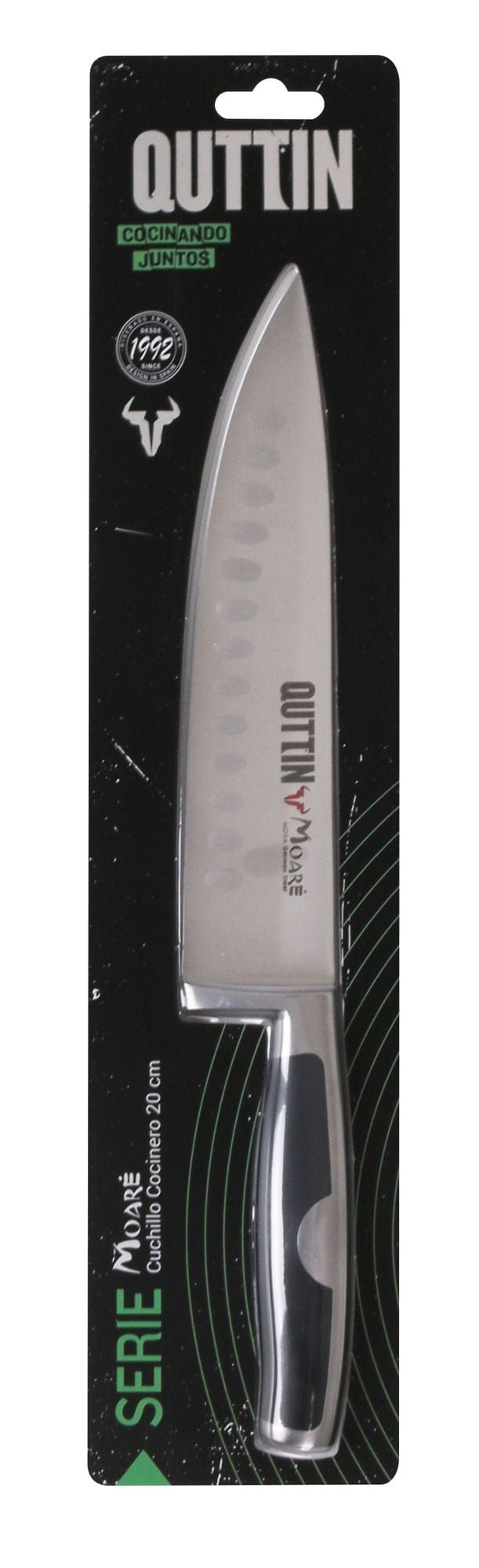 Inde Soler Hispania Cutit de bucatarie din otel indoxidabil, 20 cm, Moare Negru / Argintiu