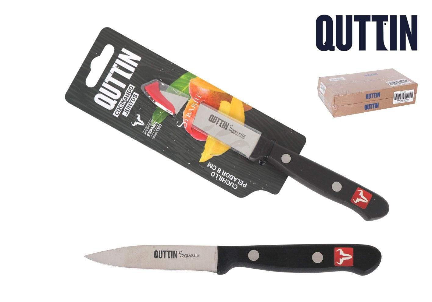 Inde Soler Hispania Cutit pentru curatat fructe si legume, din otel indoxidabil, 8 cm, Sybarite II Negru / Argintiu