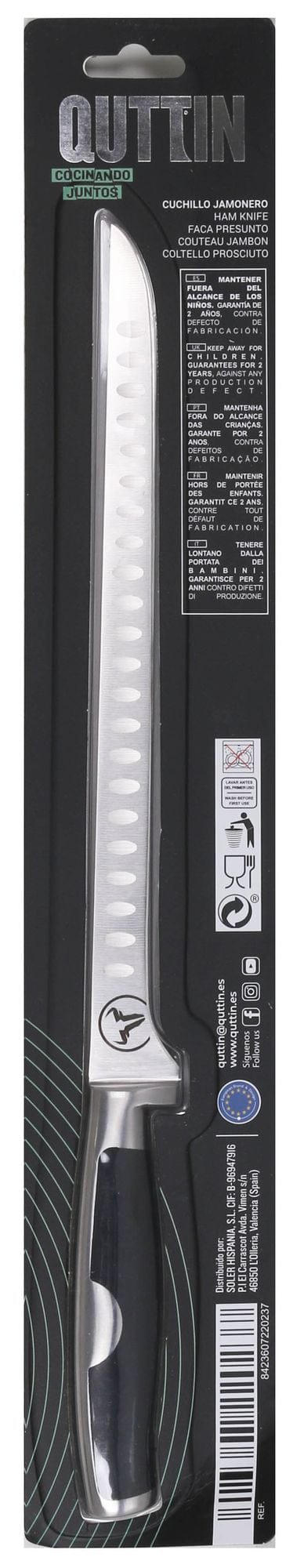 Inde Soler Hispania Cutit pentru jambon din otel indoxidabil, 27 cm, Moare Negru / Argintiu